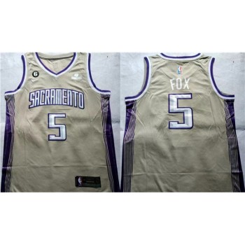 Men's Sacramento Kings #5 De'Aaron Fox Gold Stitched Jersey Men's Sacramento Kings #5 De'Aaron Fox Gold Stitched Jersey