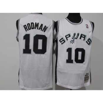 Men's San Antonio Spurs #10 Dennis Rodman 1983-84 White Throwback Stitched Jersey Men's San Antonio Spurs #10 Dennis Rodman 1983-84 White Throwback Stitched Jersey