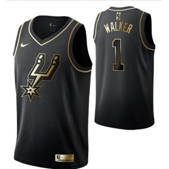 Men's San Antonio Spurs #1 Lonnie Walker Black Golden Edition Swingman Stitched NBA Jersey Men's San Antonio Spurs #1 Lonnie Walker Black Golden Edition Swingman Stitched NBA Jersey