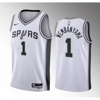 Men's San Antonio Spurs #1 Victor Wembanyama White 2022/23 Association Edition Stitched Basketball Jersey Men's San Antonio Spurs #1 Victor Wembanyama White 2022/23 Association Edition Stitched Basketball Jersey