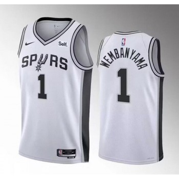 Men's San Antonio Spurs #1 Victor Wembanyama White 2022/23 Association Edition Stitched Basketball Jersey Men's San Antonio Spurs #1 Victor Wembanyama White 2022/23 Association Edition Stitched Basketball Jersey