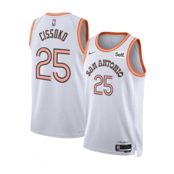 Men's San Antonio Spurs #25 Sidy Cissoko White 2023/24 City Edition Stitched Basketball Jersey