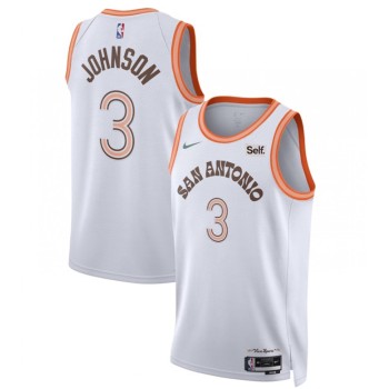 Men's San Antonio Spurs #3 Keldon Johnson White 20233/24 City Edition Stitched Basketball Jersey