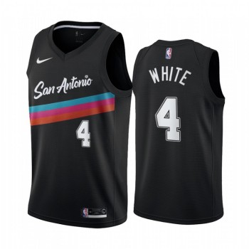 Men's San Antonio Spurs #4 Derrick White 2020 Black City Edition Stitched Jersey Men's San Antonio Spurs #4 Derrick White 2020 Black City Edition Stitched Jersey