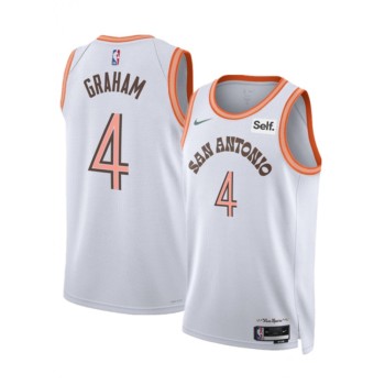 Men's San Antonio Spurs #4 Devonte'Graham White 2023/24 City Edition Stitched Basketball Jersey Men's San Antonio Spurs #4 Devonte'Graham White 2023/24 City Edition Stitched Basketball Jersey