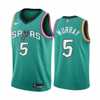 Men's San Antonio Spurs #5 Dejounte Murray 2022/23 Teal City Edition Stitched Jersey