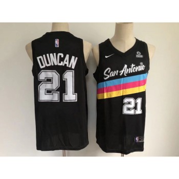 Men's San Antonio Spurs #21 Tim Duncan 2020 Black City Edition Stitched Jersey