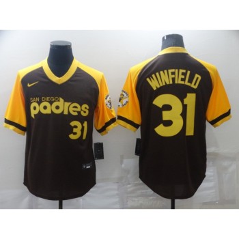 Men's San Diego Padres #31 Dave Winfield Brown Stitched Jersey