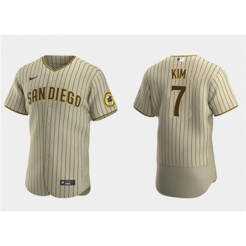 Men's San Diego Padres #7 Ha-Seong Kim Tan Flex Base Stitched Baseball Jersey