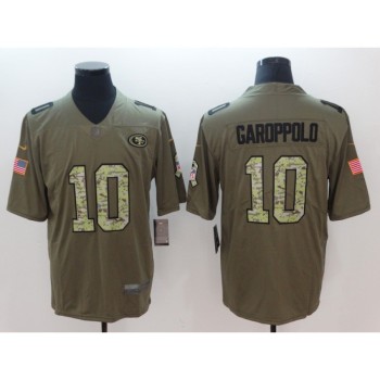 Men's San Francisco 49ers #10 Jimmy Garoppolo Green Camo Salute To Service Limited Stitched NFL Jersey Men's San Francisco 49ers #10 Jimmy Garoppolo Green Camo Salute To Service Limited Stitched NFL Jersey