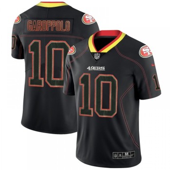 Men's San Francisco 49ers #10 Jimmy Garoppolo NFL 2018 Lights Out Black Color Rush Limited Jersey Men's San Francisco 49ers #10 Jimmy Garoppolo NFL 2018 Lights Out Black Color Rush Limited Jersey