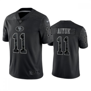 Men's San Francisco 49ers #11 Brandon Aiyuk Black Reflective Limited Stitched Football Jersey Men's San Francisco 49ers #11 Brandon Aiyuk Black Reflective Limited Stitched Football Jersey