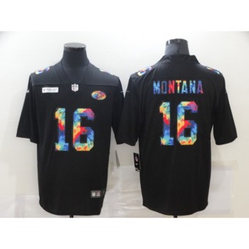 Men's San Francisco 49ers #16 Joe Montana 2020 Black Crucial Catch Limited Stitched Jersey Men's San Francisco 49ers #16 Joe Montana 2020 Black Crucial Catch Limited Stitched Jersey