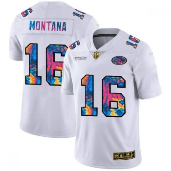 Men's San Francisco 49ers #16 Joe Montana 2020 White Crucial Catch Limited Stitched Jersey Men's San Francisco 49ers #16 Joe Montana 2020 White Crucial Catch Limited Stitched Jersey