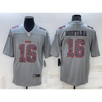 Men's San Francisco 49ers #16 Joe Montana Grey Atmosphere Fashion Stitched Jersey Men's San Francisco 49ers #16 Joe Montana Grey Atmosphere Fashion Stitched Jersey