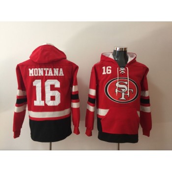 Men's San Francisco 49ers #16 Joe Montana Red All Stitched NFL Hoodie Sweatshirt Men's San Francisco 49ers #16 Joe Montana Red All Stitched NFL Hoodie Sweatshirt