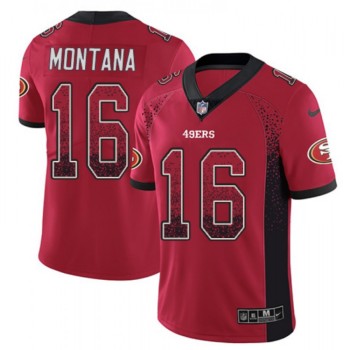 Men's San Francisco 49ers #16 Joe Montana Red Drift Fashion Color Rush Limited Stitched NFL Jersey Men's San Francisco 49ers #16 Joe Montana Red Drift Fashion Color Rush Limited Stitched NFL Jersey