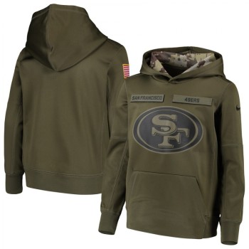 Men's San Francisco 49ers 2018 Olive Salute to Service Sideline Therma Performance Pullover Stitched NFL Hoodie Men's San Francisco 49ers 2018 Olive Salute to Service Sideline Therma Performance Pullover Stitched NFL Hoodie