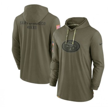 Men's San Francisco 49ers 2022 Olive Salute to Service Tonal Pullover Hoodie Men's San Francisco 49ers 2022 Olive Salute to Service Tonal Pullover Hoodie