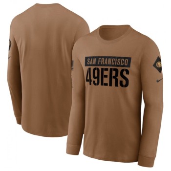 Men's San Francisco 49ers 2023 Brown Salute To Service Long Sleeve T-Shirt Men's San Francisco 49ers 2023 Brown Salute To Service Long Sleeve T-Shirt