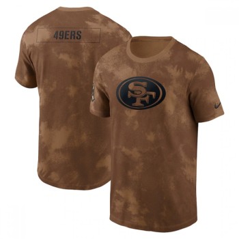 Men's San Francisco 49ers 2023 Brown Salute To Service Sideline T-Shirt Men's San Francisco 49ers 2023 Brown Salute To Service Sideline T-Shirt