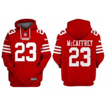 Men's San Francisco 49ers #23 Christian McCaffrey Red Alternate Pullover Hoodie Men's San Francisco 49ers #23 Christian McCaffrey Red Alternate Pullover Hoodie