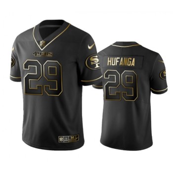 Men's San Francisco 49ers #29 Talanoa Hufanga Black Golden Edition Limited Stitched Jersey