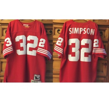 Men's San Francisco 49ers #32 O.J Simpson Red Throwback Stitched Jersey Men's San Francisco 49ers #32 O.J Simpson Red Throwback Stitched Jersey