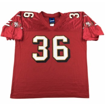 Men's San Francisco 49ers #36 Merton Hanks Red Throwback Stitched Jersey Men's San Francisco 49ers #36 Merton Hanks Red Throwback Stitched Jersey