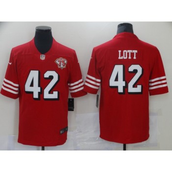 Men's San Francisco 49ers #42 Ronnie Lott 2021 Scarlet 75th Anniversary Alternate Vapor Untouchable Limited Stitched Jersey Men's San Francisco 49ers #42 Ronnie Lott 2021 Scarlet 75th Anniversary Alternate Vapor Untouchable Limited Stitched Jersey