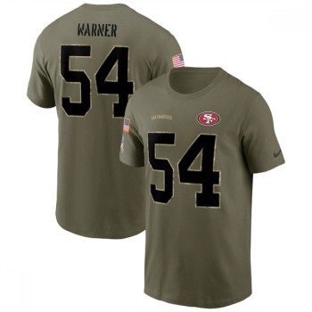 Men's San Francisco 49ers #54 Fred Warner 2022 Olive Salute to Service T-Shirt Men's San Francisco 49ers #54 Fred Warner 2022 Olive Salute to Service T-Shirt