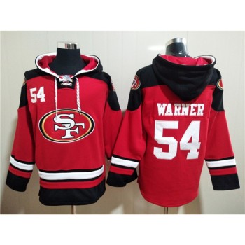 Men's San Francisco 49ers #54 Warner Scarlet Red All Stitched Sweatshirt Hoodie Men's San Francisco 49ers #54 Warner Scarlet Red All Stitched Sweatshirt Hoodie