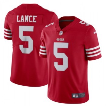Men's San Francisco 49ers #5 Trey Lance 2022 New Scarlet Vapor Untouchable Limited Stitched Football Jersey Men's San Francisco 49ers #5 Trey Lance 2022 New Scarlet Vapor Untouchable Limited Stitched Football Jersey