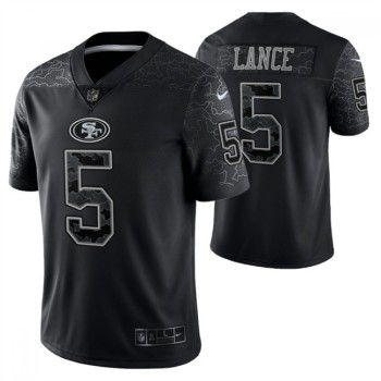 Men's San Francisco 49ers #5 Trey Lance Black Reflective Limited Stitched Football Jersey Men's San Francisco 49ers #5 Trey Lance Black Reflective Limited Stitched Football Jersey