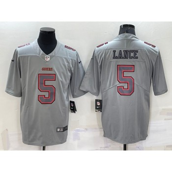 Men's San Francisco 49ers #5 Trey Lance Grey Atmosphere Fashion Stitched Jersey Men's San Francisco 49ers #5 Trey Lance Grey Atmosphere Fashion Stitched Jersey
