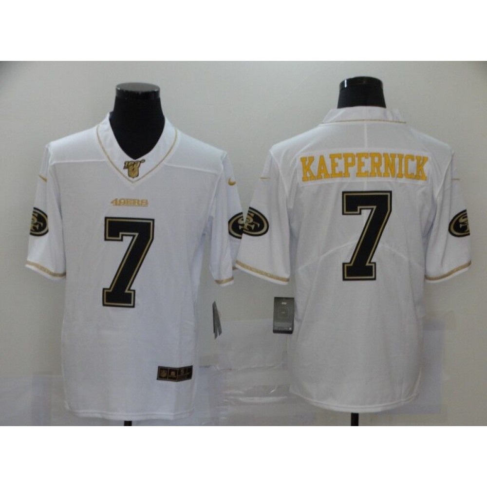 Men's San Francisco 49ers #7 Colin Kaepernick White Golden Edition Stitched Jersey