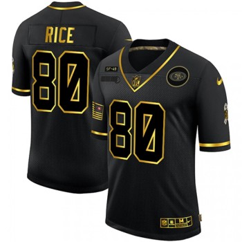 Men's San Francisco 49ers #80 Jerry Rice 2020 Black/Gold Salute To Service Limited Stitched Jersey Men's San Francisco 49ers #80 Jerry Rice 2020 Black/Gold Salute To Service Limited Stitched Jersey