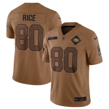 Men's San Francisco 49ers #80 Jerry Rice 2023 Brown Salute To Service Limited Stitched Football Jersey Men's San Francisco 49ers #80 Jerry Rice 2023 Brown Salute To Service Limited Stitched Football Jersey