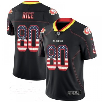 Men's San Francisco 49ers #80 Jerry Rice Black USA Flag Color Rush Limited Fashion Stitched NFL Jersey Men's San Francisco 49ers #80 Jerry Rice Black USA Flag Color Rush Limited Fashion Stitched NFL Jersey