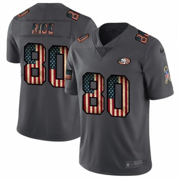 Men's San Francisco 49ers #80 Jerry Rice Grey 2019 Salute To Service USA Flag Fashion Limited Stitched NFL Jersey Men's San Francisco 49ers #80 Jerry Rice Grey 2019 Salute To Service USA Flag Fashion Limited Stitched NFL Jersey