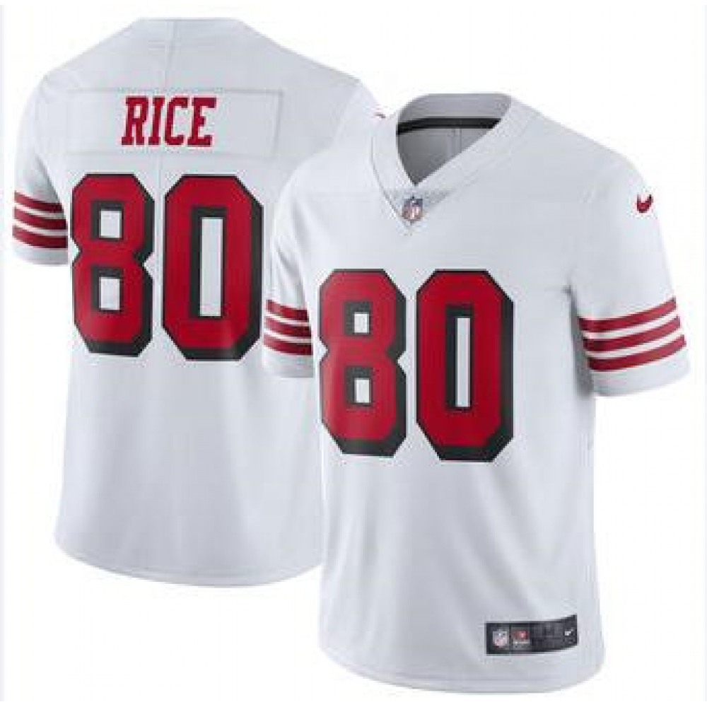 Men's San Francisco 49ers #80 Jerry Rice White Color Rush Vapor Untouchable Limited Stitched NFL Jersey