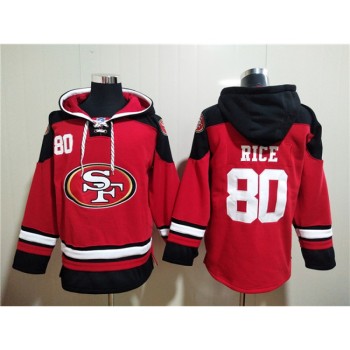 Men's San Francisco 49ers #80 Jerry Rice Red All Stitched Sweatshirt Hoodie Men's San Francisco 49ers #80 Jerry Rice Red All Stitched Sweatshirt Hoodie