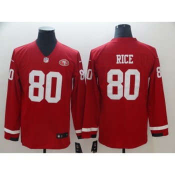 Men's San Francisco 49ers #80 Jerry Rice Scarlet Therma Long Sleeve Stitched NFL Jersey Men's San Francisco 49ers #80 Jerry Rice Scarlet Therma Long Sleeve Stitched NFL Jersey