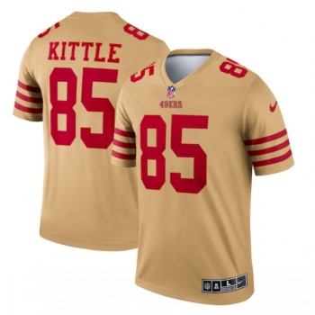 Men's San Francisco 49ers #85 George Kittle 2022 New Gold Inverted Legend Stitched Football Jersey Men's San Francisco 49ers #85 George Kittle 2022 New Gold Inverted Legend Stitched Football Jersey