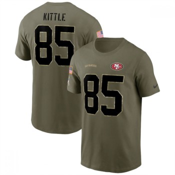 Men's San Francisco 49ers #85 George Kittle 2022 Olive Salute to Service T-Shirt Men's San Francisco 49ers #85 George Kittle 2022 Olive Salute to Service T-Shirt