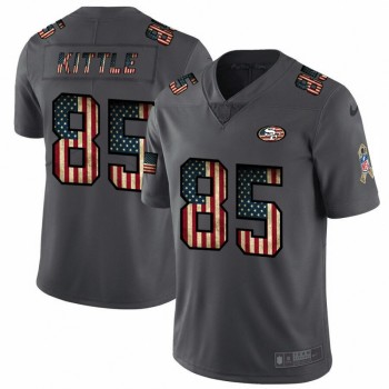 Men's San Francisco 49ers #85 George Kittle Grey 2019 Salute To Service USA Flag Fashion Limited Stitched NFL Jersey Men's San Francisco 49ers #85 George Kittle Grey 2019 Salute To Service USA Flag Fashion Limited Stitched NFL Jersey