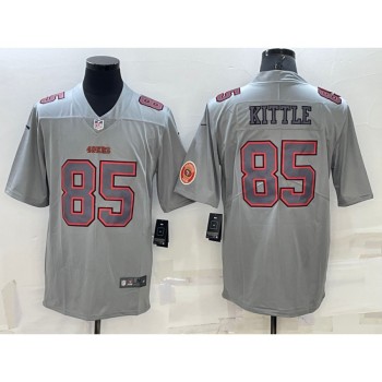 Men's San Francisco 49ers #85 George Kittle Grey With Patch Atmosphere Fashion Stitched Jersey Men's San Francisco 49ers #85 George Kittle Grey With Patch Atmosphere Fashion Stitched Jersey
