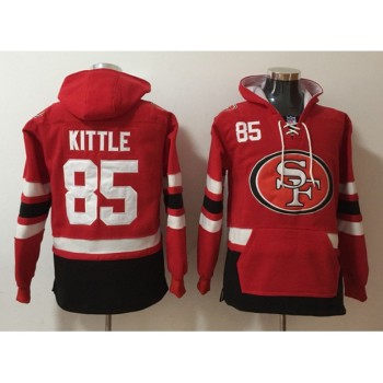 Men's San Francisco 49ers #85 George Kittle Red Ageless Must-Have Lace-Up Pullover Hoodie Men's San Francisco 49ers #85 George Kittle Red Ageless Must-Have Lace-Up Pullover Hoodie