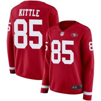 Men's San Francisco 49ers #85 George Kittle Scarlet Therma Long Sleeve Stitched NFL Jersey Men's San Francisco 49ers #85 George Kittle Scarlet Therma Long Sleeve Stitched NFL Jersey
