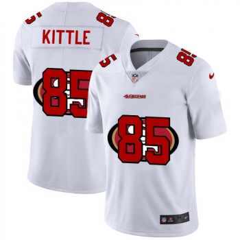 Men's San Francisco 49ers #85 George Kittle White Shadow Logo Limited Stitched Jersey Men's San Francisco 49ers #85 George Kittle White Shadow Logo Limited Stitched Jersey